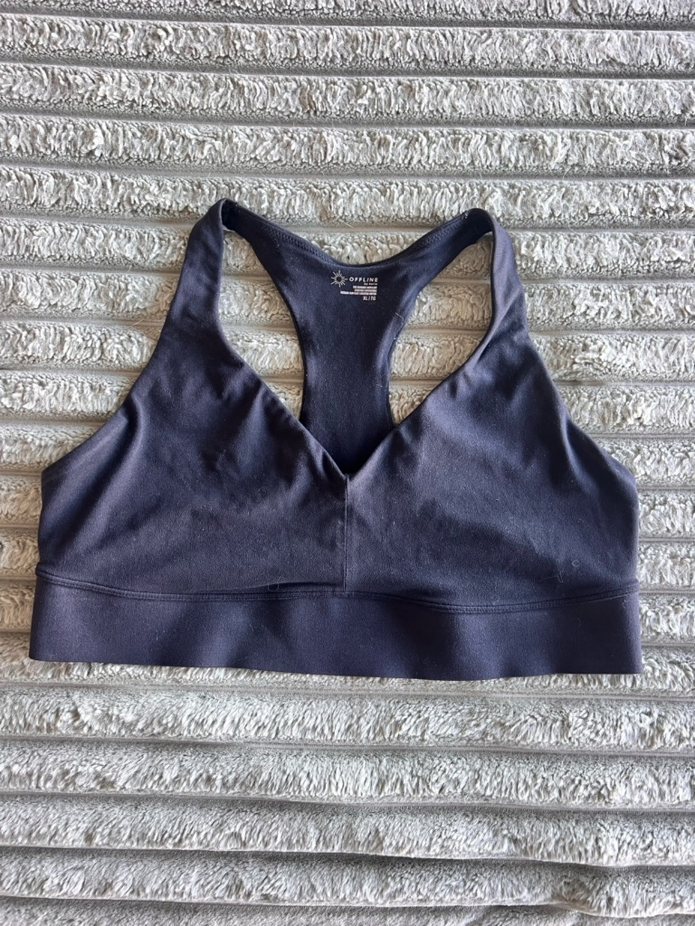 Offline by Aerie The Hugger Stretch Medium Support Sports Bra- Black- XL